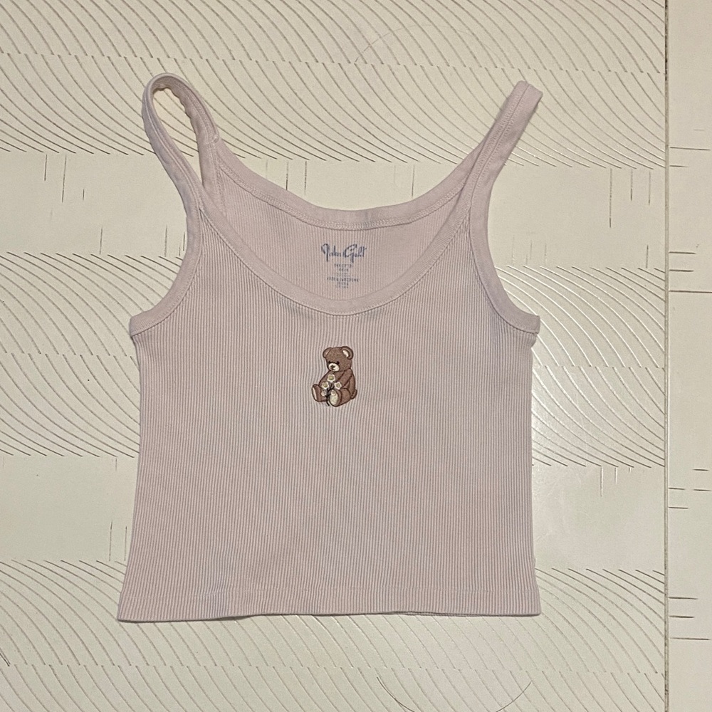 Brandy Melville Light Pink Tank Top with Bear Patch